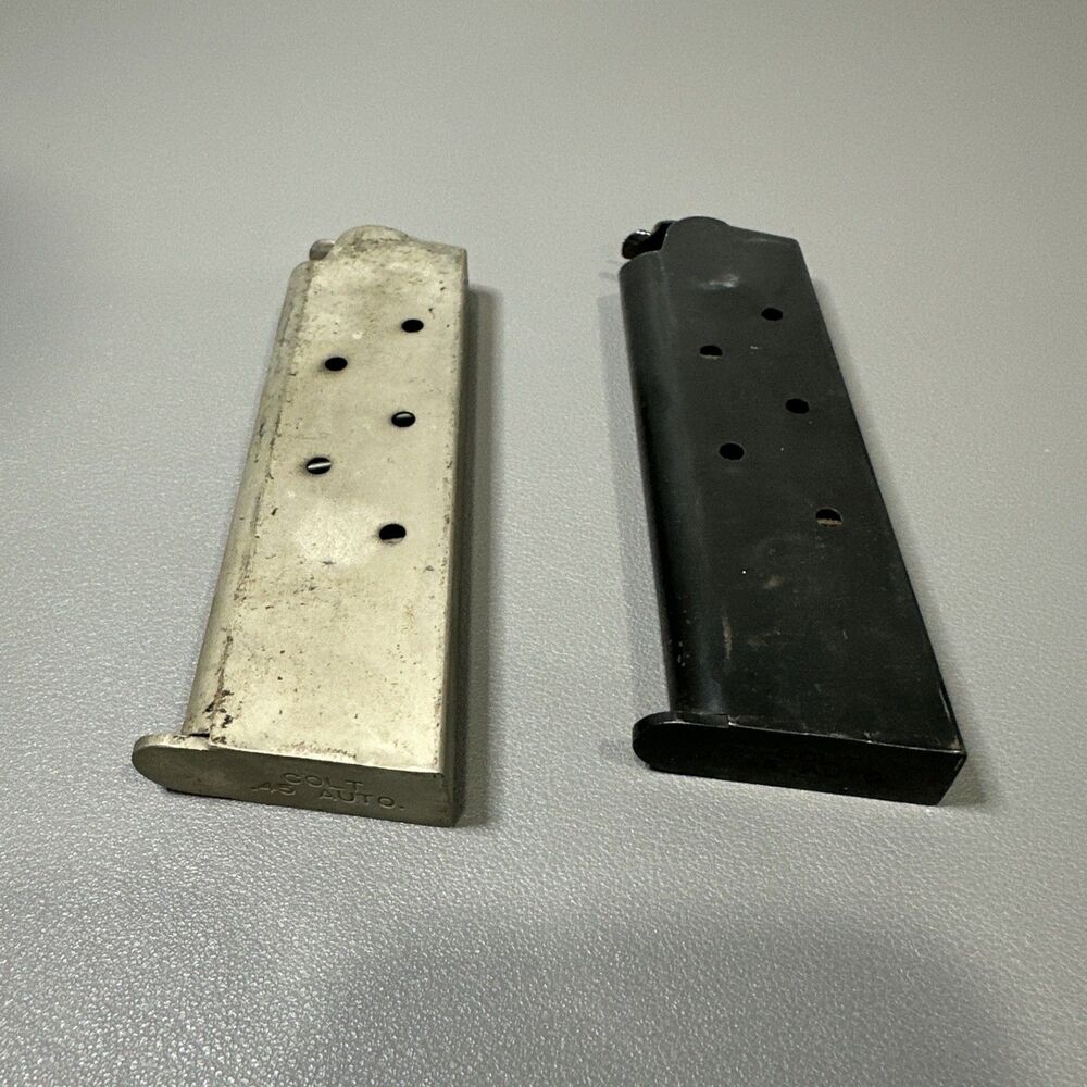 Colt 1911 .45 ACP 7 Round Pistol Magazine Lot Of 2 - Marked "COLT .45 AUTO."